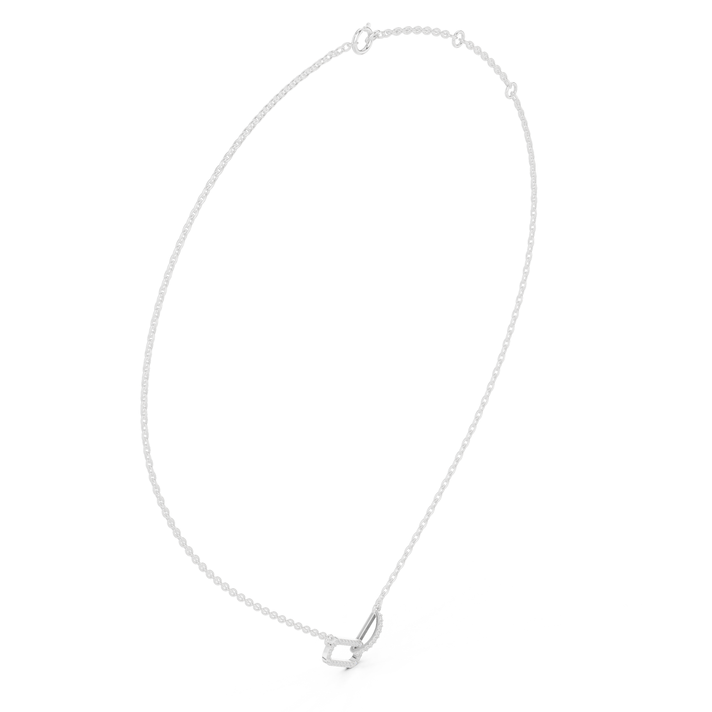 0.3ctw Solid Gold Interlocking Paperclip Link Pendant Diamond Necklace