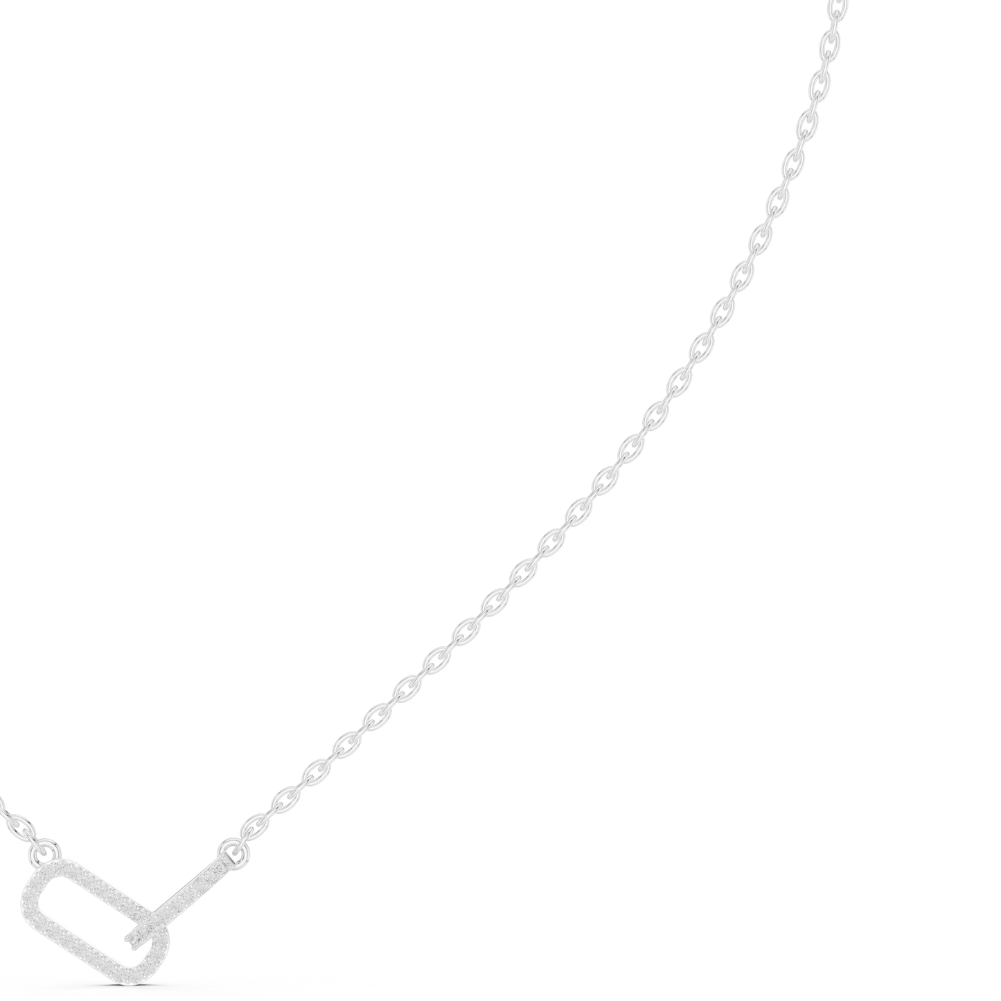 0.3ctw Solid Gold Interlocking Paperclip Link Pendant Diamond Necklace