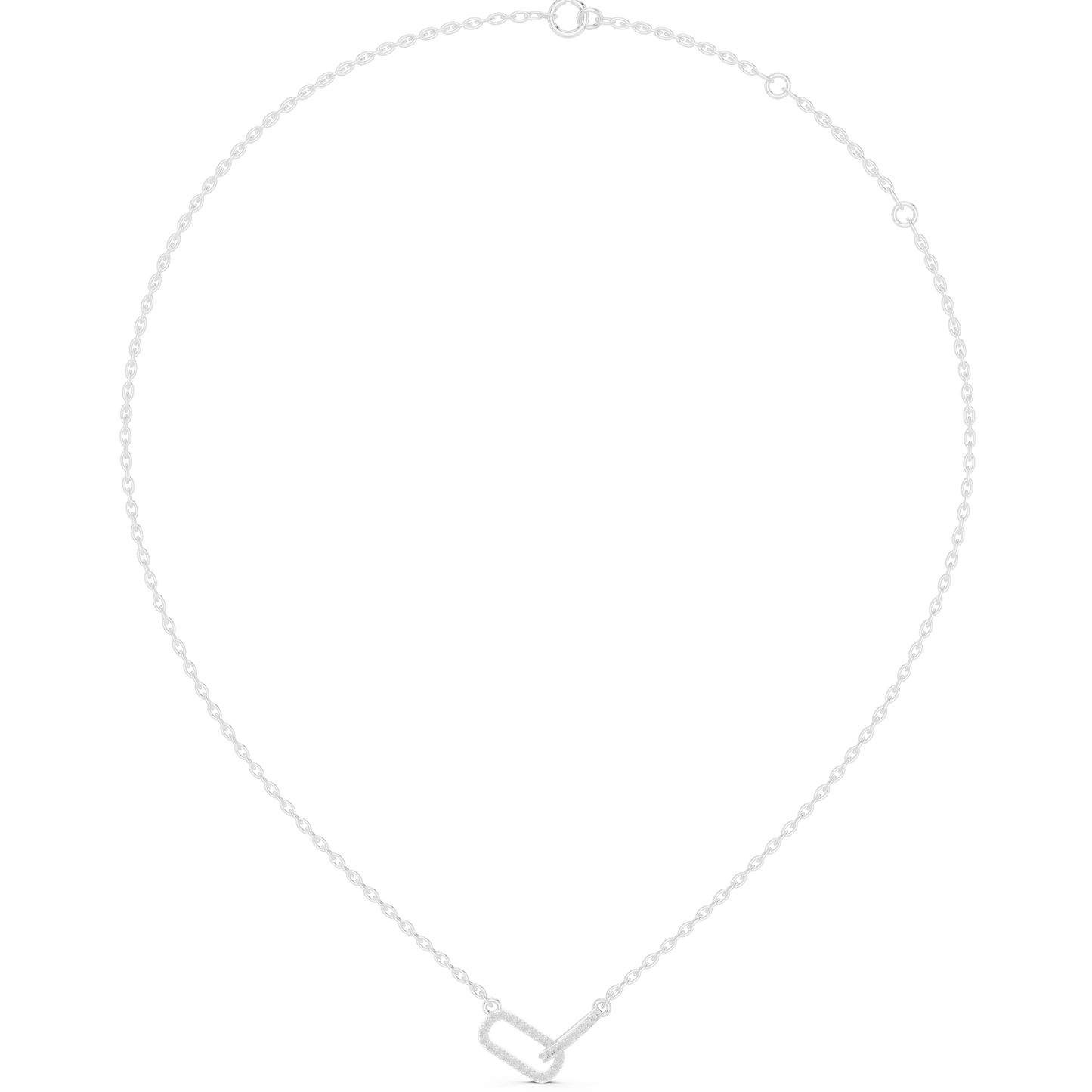 0.3ctw Solid Gold Interlocking Paperclip Link Pendant Diamond Necklace