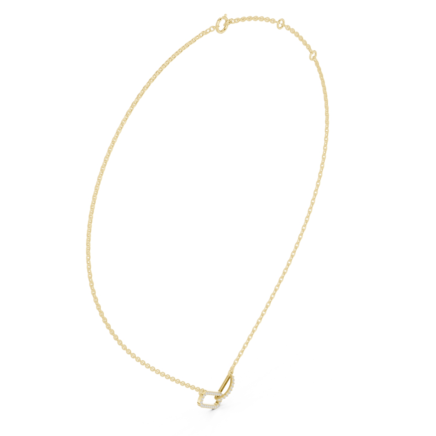 0.3ctw Solid Gold Interlocking Paperclip Link Pendant Diamond Necklace