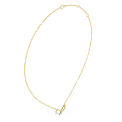 0.3ctw Solid Gold Interlocking Paperclip Link Pendant Diamond Necklace