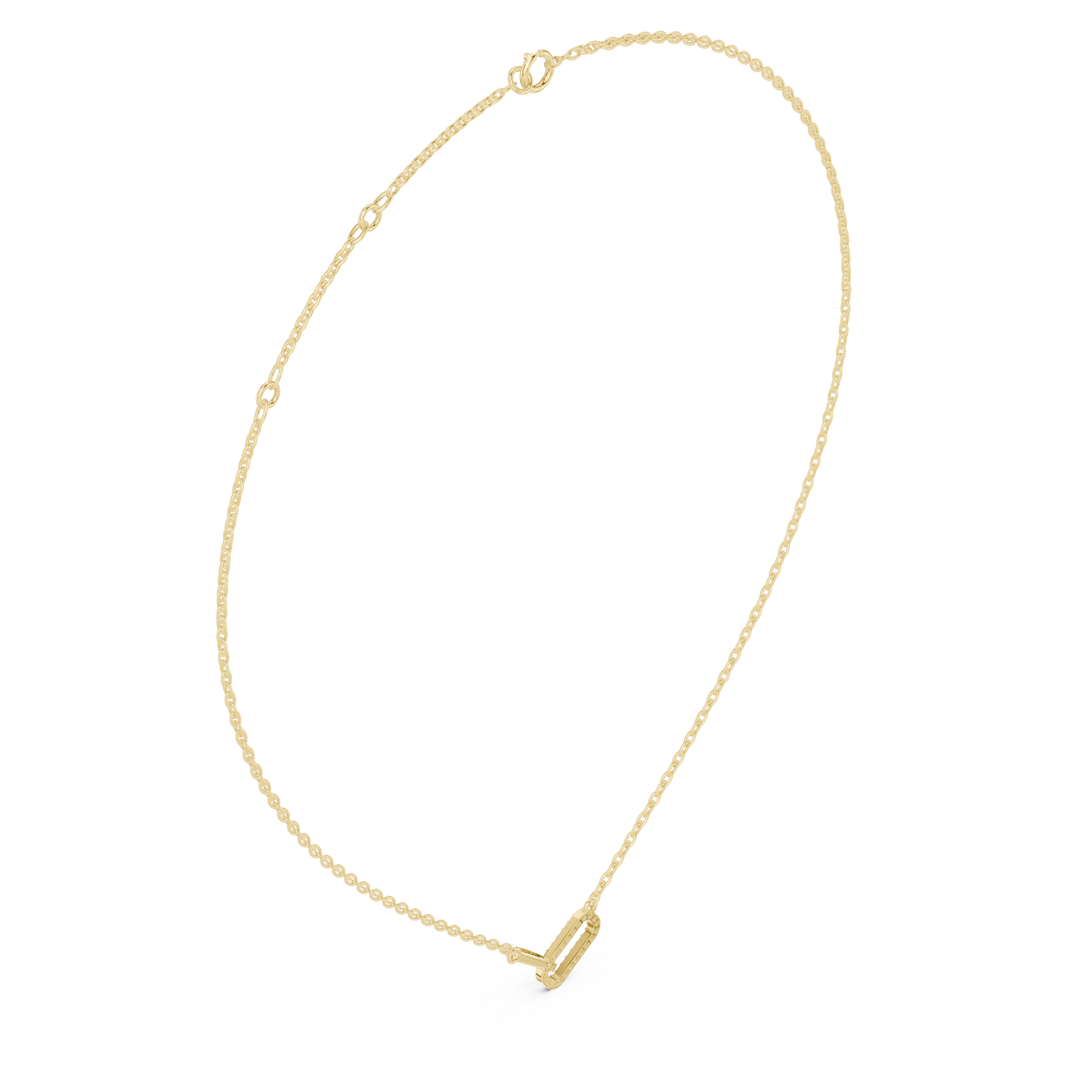 0.3ctw Solid Gold Interlocking Paperclip Link Pendant Diamond Necklace