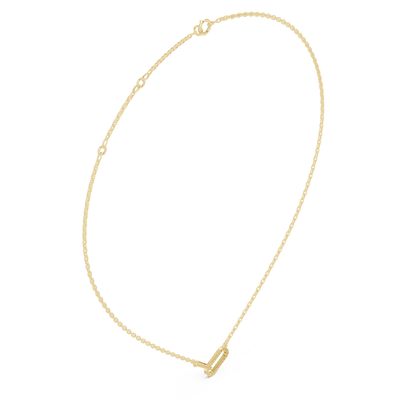 0.3ctw Solid Gold Interlocking Paperclip Link Pendant Diamond Necklace