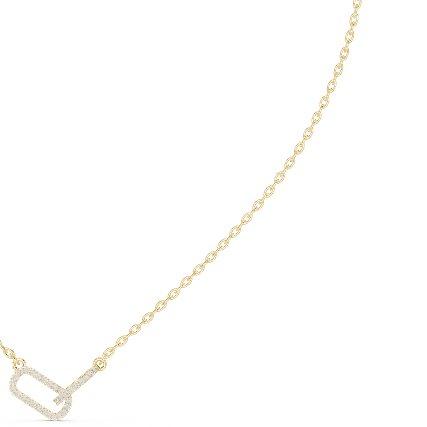 0.3ctw Solid Gold Interlocking Paperclip Link Pendant Diamond Necklace