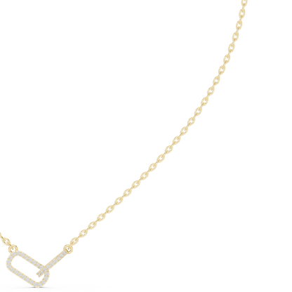 0.3ctw Solid Gold Interlocking Paperclip Link Pendant Diamond Necklace