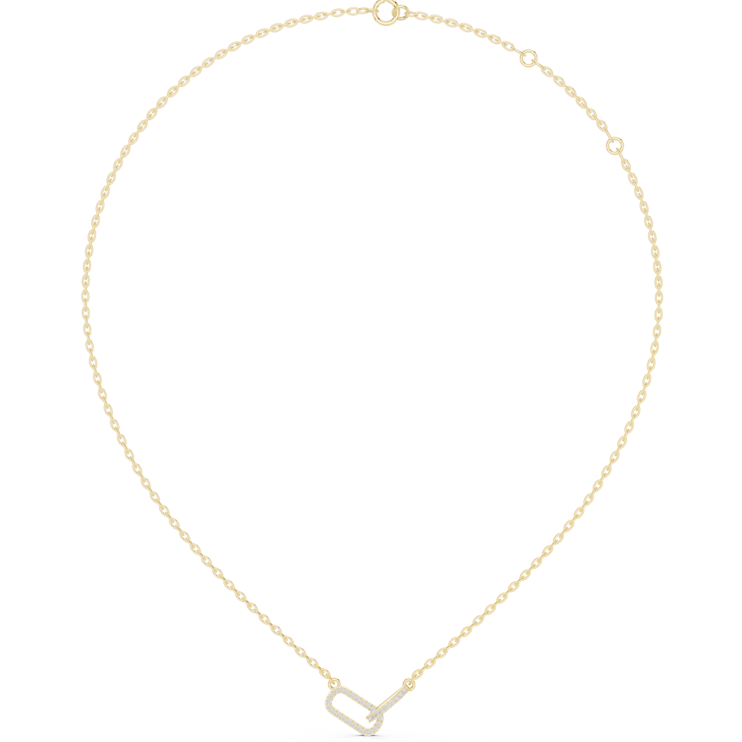 0.3ctw Solid Gold Interlocking Paperclip Link Pendant Diamond Necklace