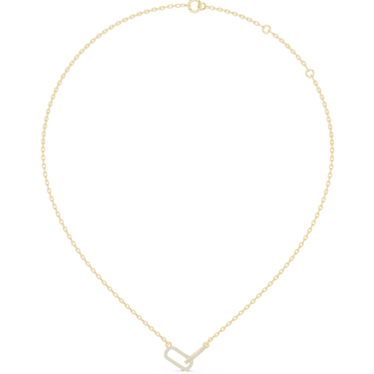 0.3ctw Solid Gold Interlocking Paperclip Link Pendant Diamond Necklace