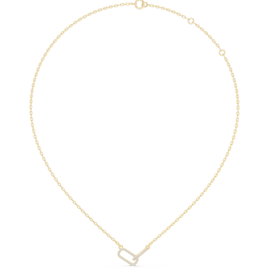 0.3ctw Solid Gold Interlocking Paperclip Link Pendant Diamond Necklace