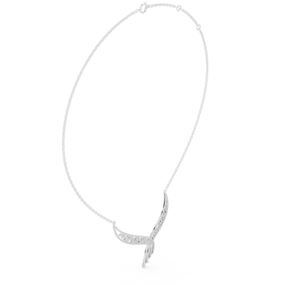 1.51ctw Solid Gold Leaf Filigree Bypass V-Shape Drop Pendant Necklace