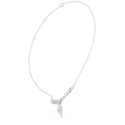 1.51ctw Solid Gold Leaf Filigree Bypass V-Shape Drop Pendant Necklace