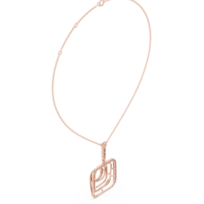 0.47ctw Solid Gold Abstract Square Maze Pendant Diamond Accent Necklace