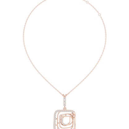 0.47ctw Solid Gold Abstract Square Maze Pendant Diamond Accent Necklace