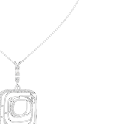 0.47ctw Solid Gold Abstract Square Maze Pendant Diamond Accent Necklace