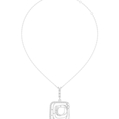 0.47ctw Solid Gold Abstract Square Maze Pendant Diamond Accent Necklace
