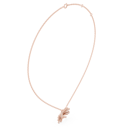 0.30ctw Solid Gold Celestial Sunburst Pendant Art Deco Fan Necklace