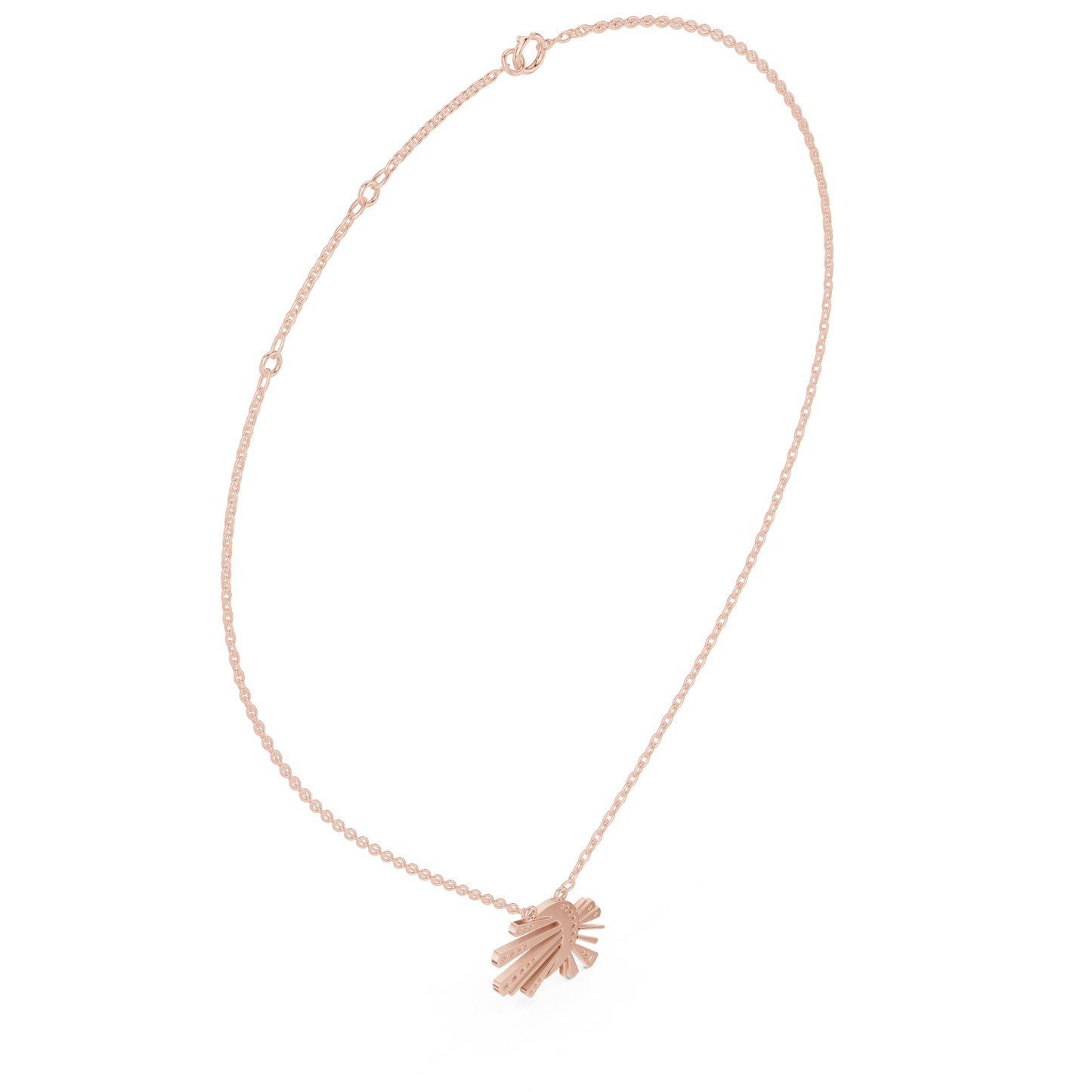 0.30ctw Solid Gold Celestial Sunburst Pendant Art Deco Fan Necklace