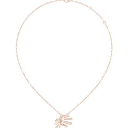 0.30ctw Solid Gold Celestial Sunburst Pendant Art Deco Fan Necklace