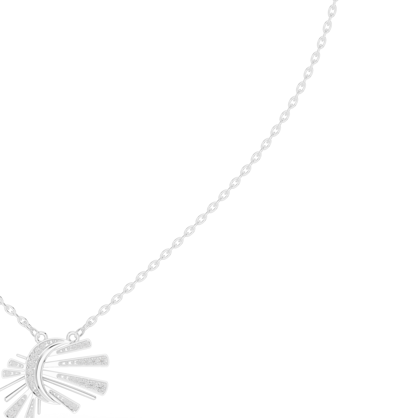 0.30ctw Solid Gold Celestial Sunburst Pendant Art Deco Fan Necklace