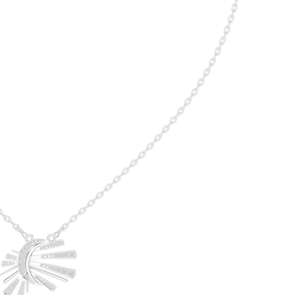 0.30ctw Solid Gold Celestial Sunburst Pendant Art Deco Fan Necklace