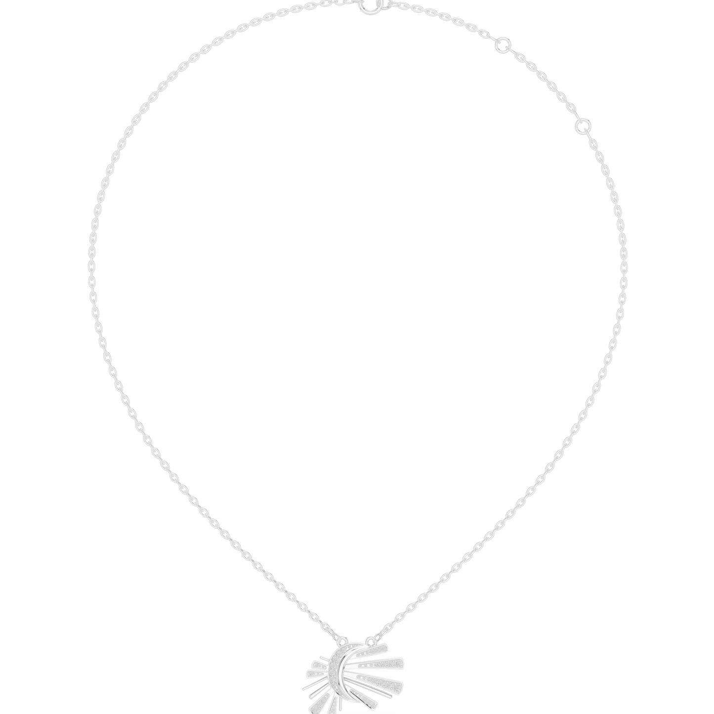0.30ctw Solid Gold Celestial Sunburst Pendant Art Deco Fan Necklace