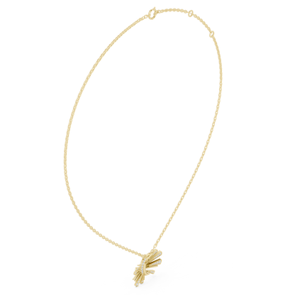 0.30ctw Solid Gold Celestial Sunburst Pendant Art Deco Fan Necklace
