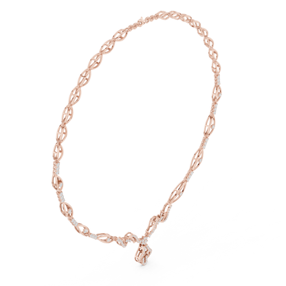 1.84ctw Solid Gold Diamond Drop Necklace | Elegant Wave Bridal Jewelry