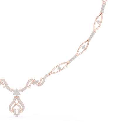 1.84ctw Solid Gold Diamond Drop Necklace | Elegant Wave Bridal Jewelry
