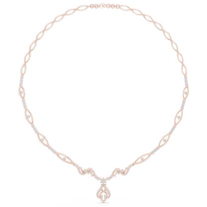 1.84ctw Solid Gold Diamond Drop Necklace | Elegant Wave Bridal Jewelry