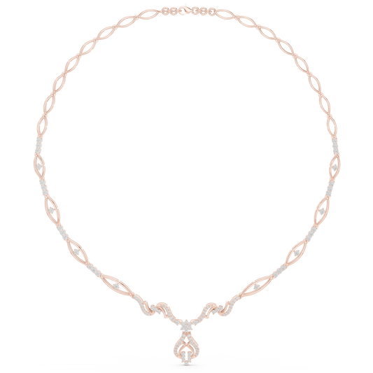 1.84ctw Solid Gold Diamond Drop Necklace | Elegant Wave Bridal Jewelry