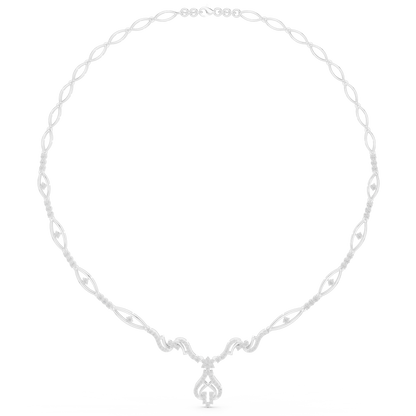 1.84ctw Solid Gold Diamond Drop Necklace | Elegant Wave Bridal Jewelry