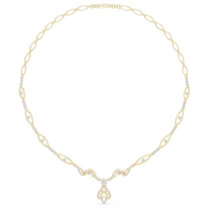 1.84ctw Solid Gold Diamond Drop Necklace | Elegant Wave Bridal Jewelry