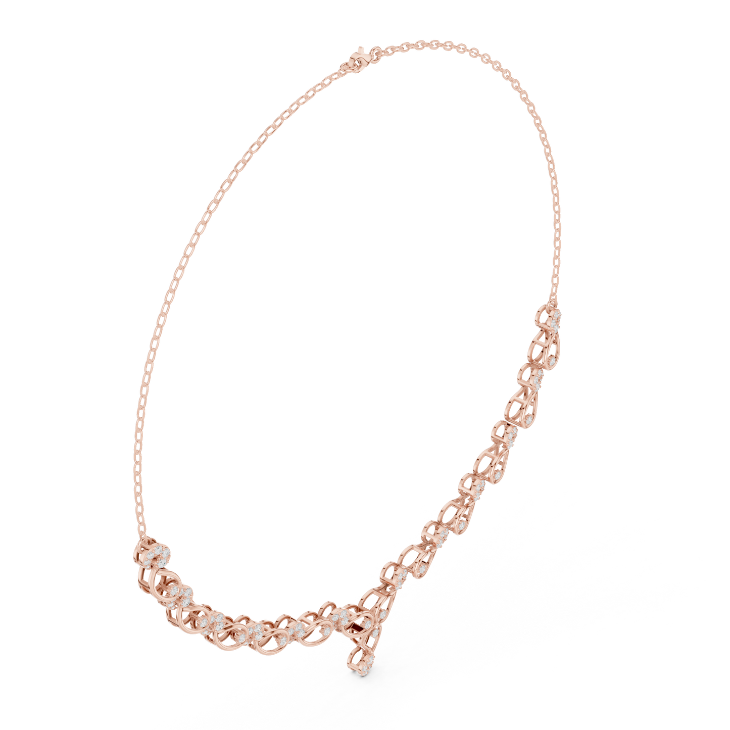 1.75ctw Solid Gold Infinity Loop Diamond Necklace | Elegant Bridal Wave Choker