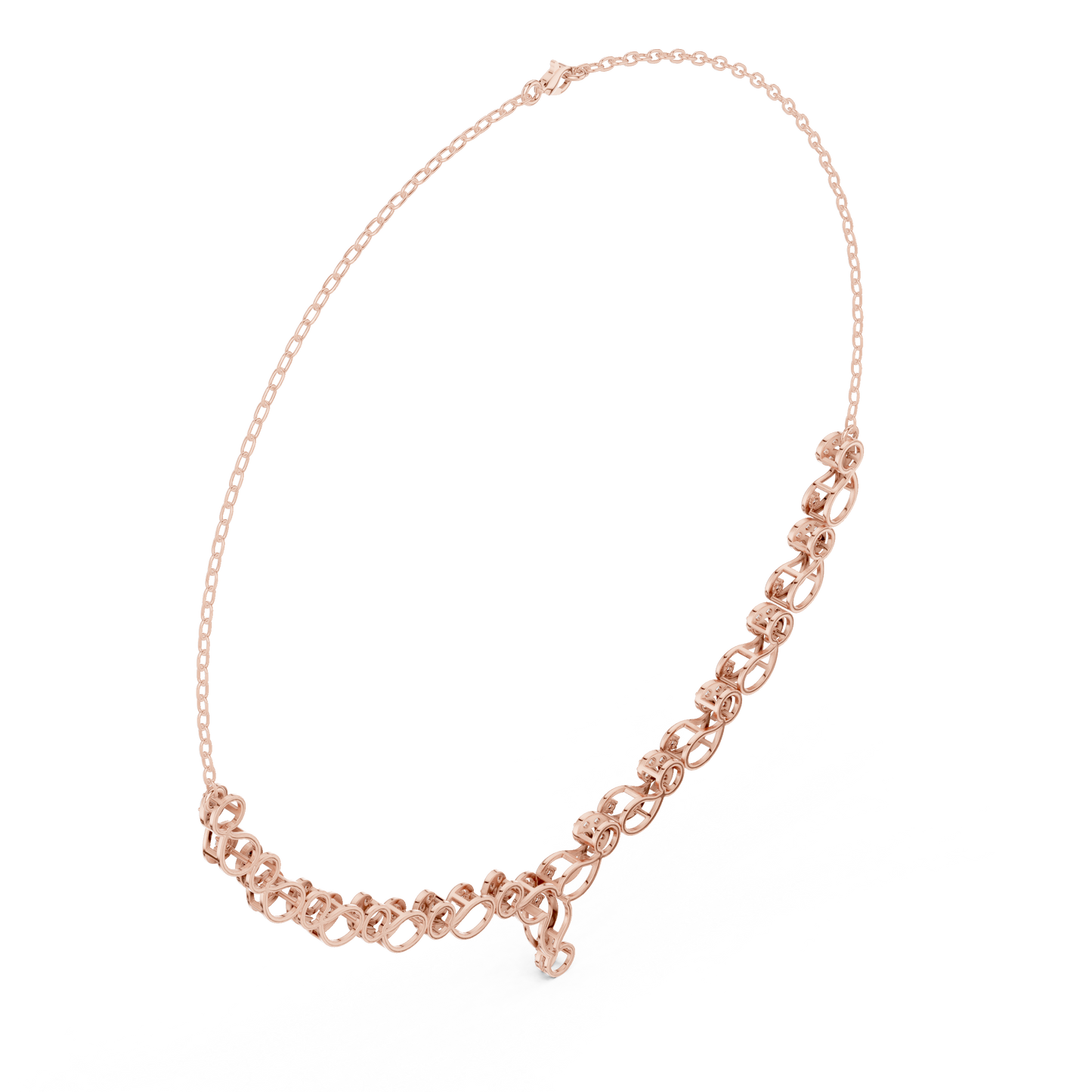 1.75ctw Solid Gold Infinity Loop Diamond Necklace | Elegant Bridal Wave Choker