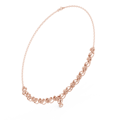 1.75ctw Solid Gold Infinity Loop Diamond Necklace | Elegant Bridal Wave Choker