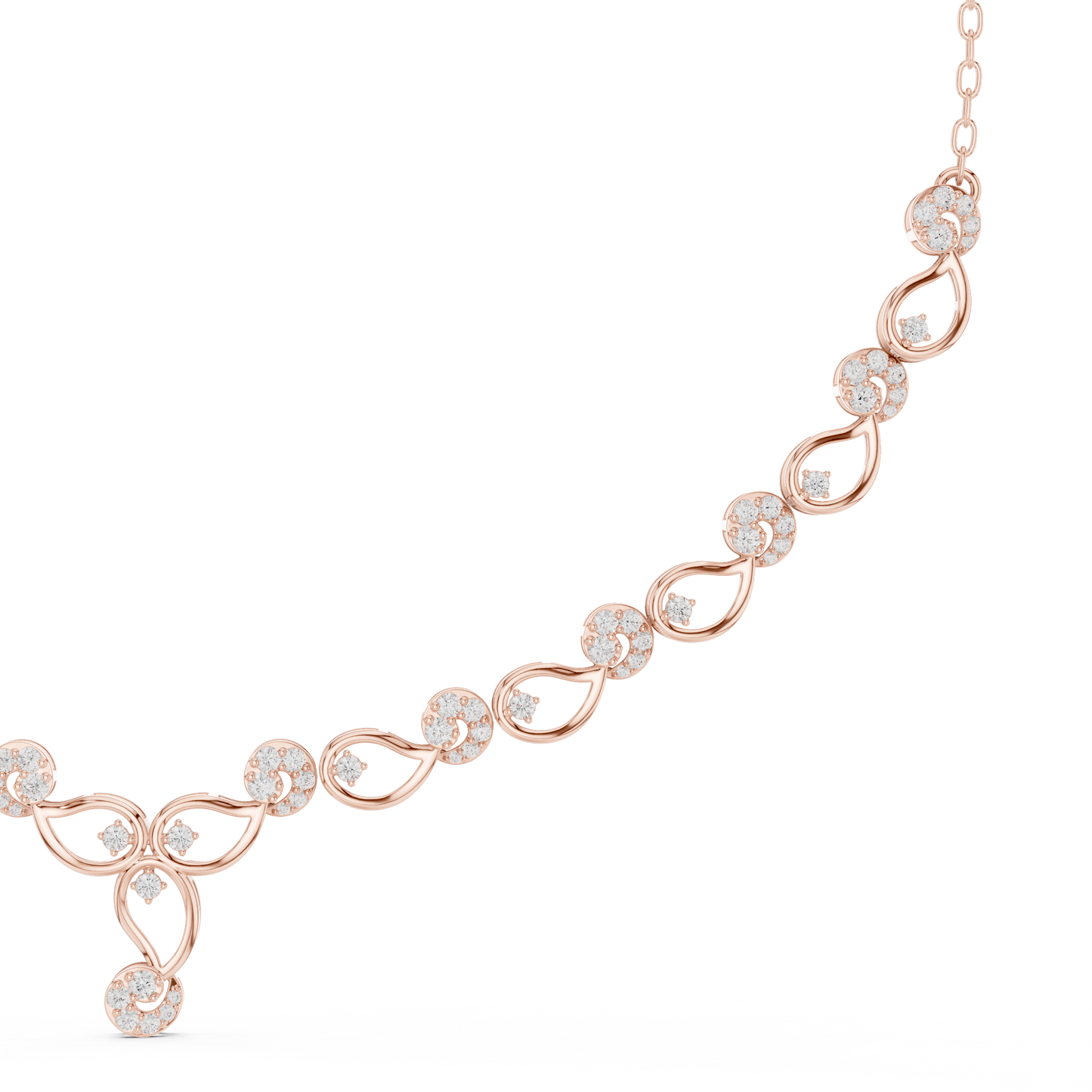 1.75ctw Solid Gold Infinity Loop Diamond Necklace | Elegant Bridal Wave Choker