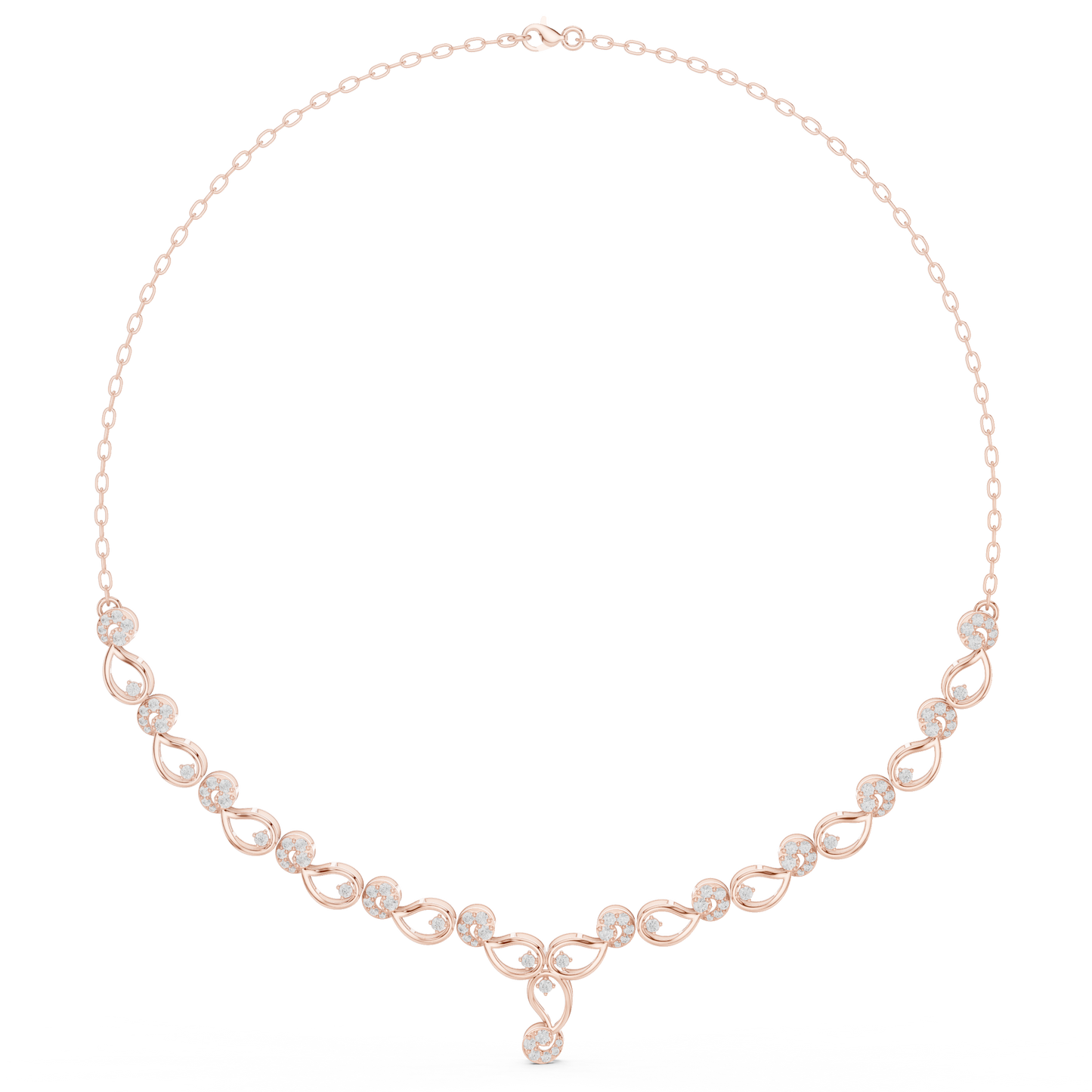 1.75ctw Solid Gold Infinity Loop Diamond Necklace | Elegant Bridal Wave Choker