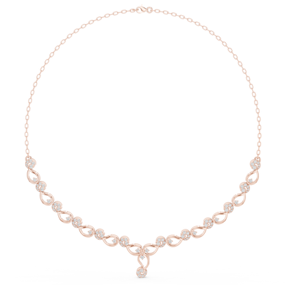 1.75ctw Solid Gold Infinity Loop Diamond Necklace | Elegant Bridal Wave Choker