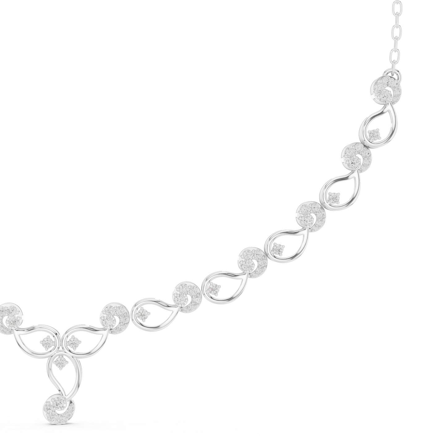 1.75ctw Solid Gold Infinity Loop Diamond Necklace | Elegant Bridal Wave Choker
