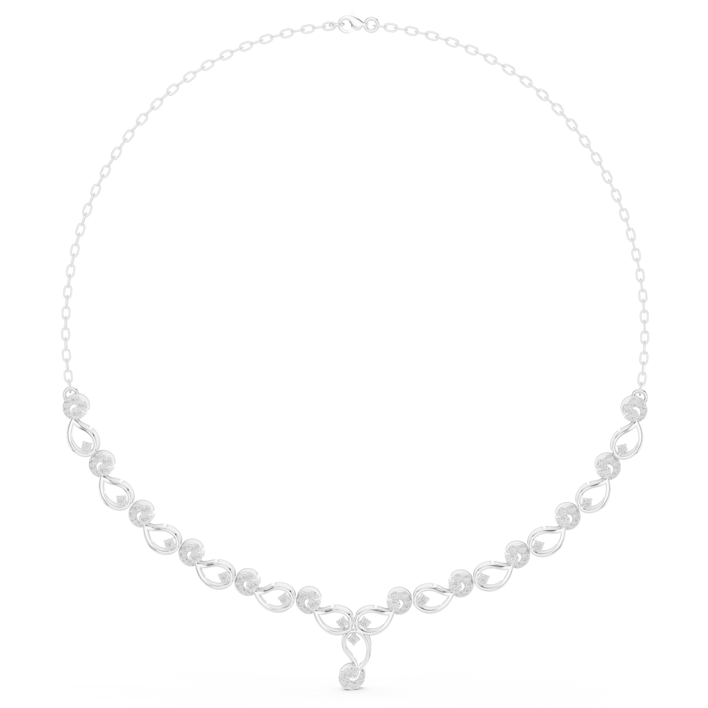 1.75ctw Solid Gold Infinity Loop Diamond Necklace | Elegant Bridal Wave Choker