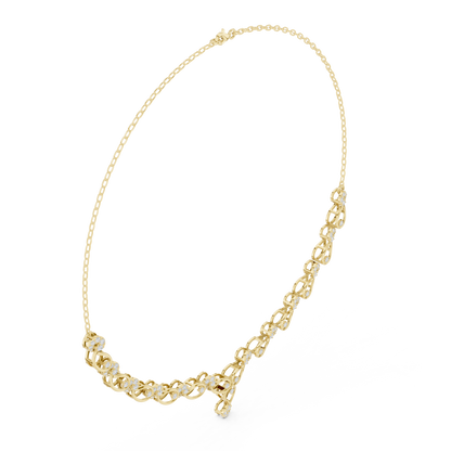 1.75ctw Solid Gold Infinity Loop Diamond Necklace | Elegant Bridal Wave Choker