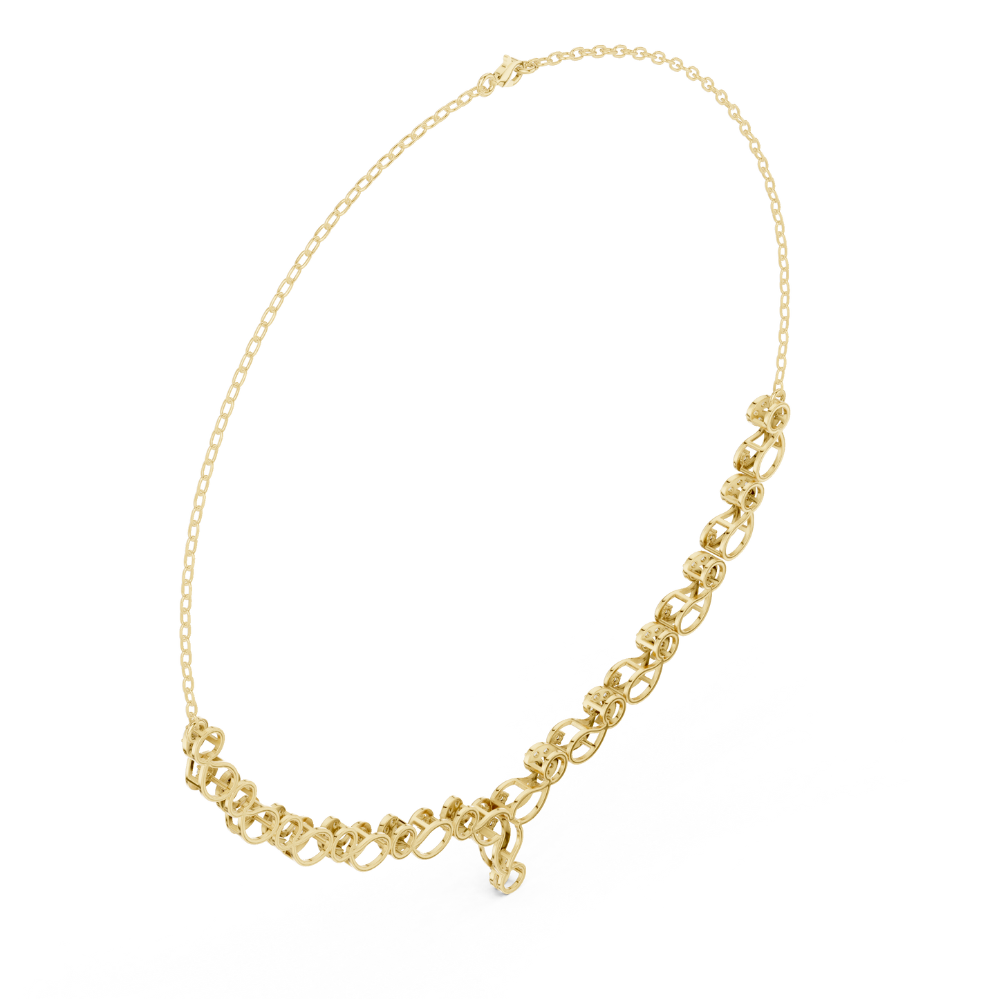 1.75ctw Solid Gold Infinity Loop Diamond Necklace | Elegant Bridal Wave Choker