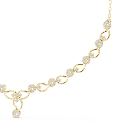 1.75ctw Solid Gold Infinity Loop Diamond Necklace | Elegant Bridal Wave Choker