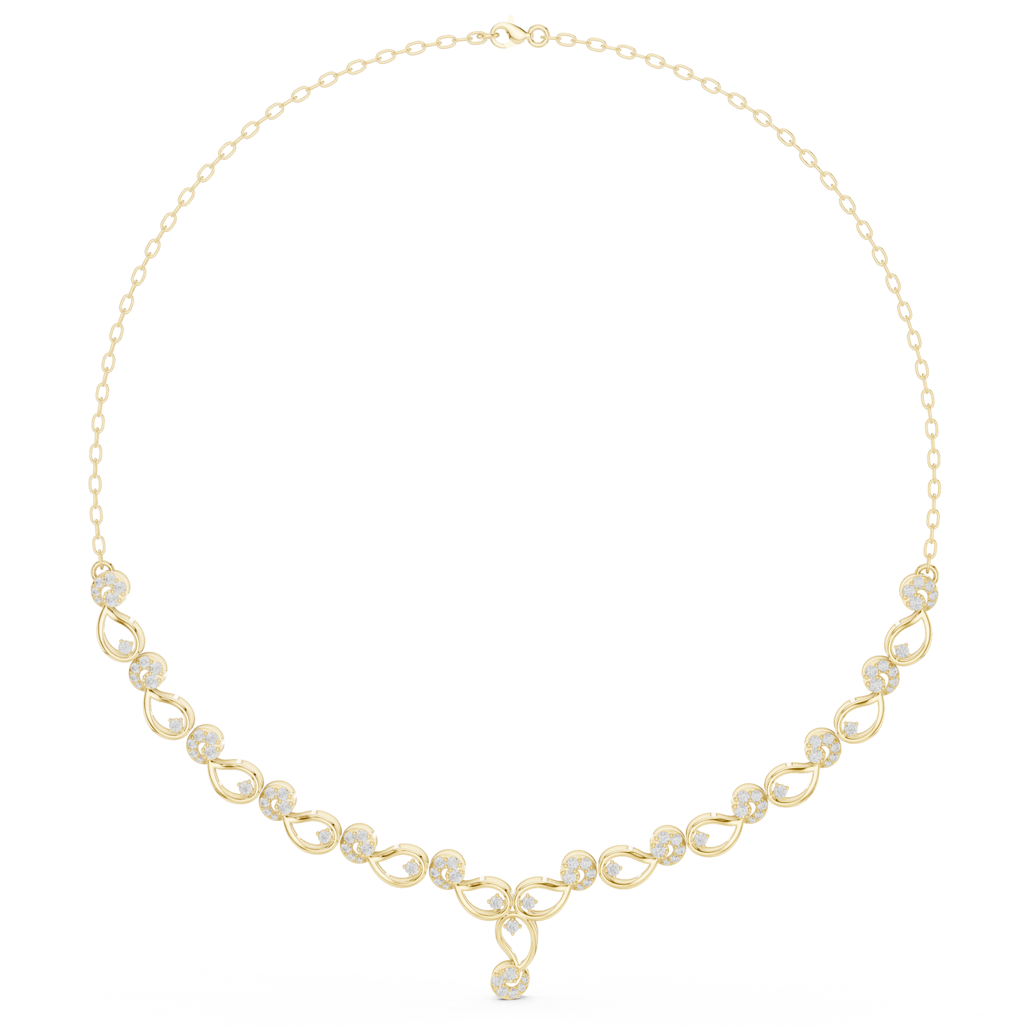 1.75ctw Solid Gold Infinity Loop Diamond Necklace | Elegant Bridal Wave Choker