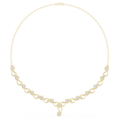 1.75ctw Solid Gold Infinity Loop Diamond Necklace | Elegant Bridal Wave Choker