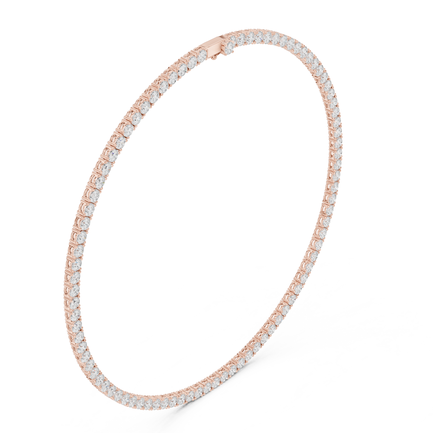 27 Carat Solid Gold Classic Round Diamond Tennis Choker Eternity Necklace