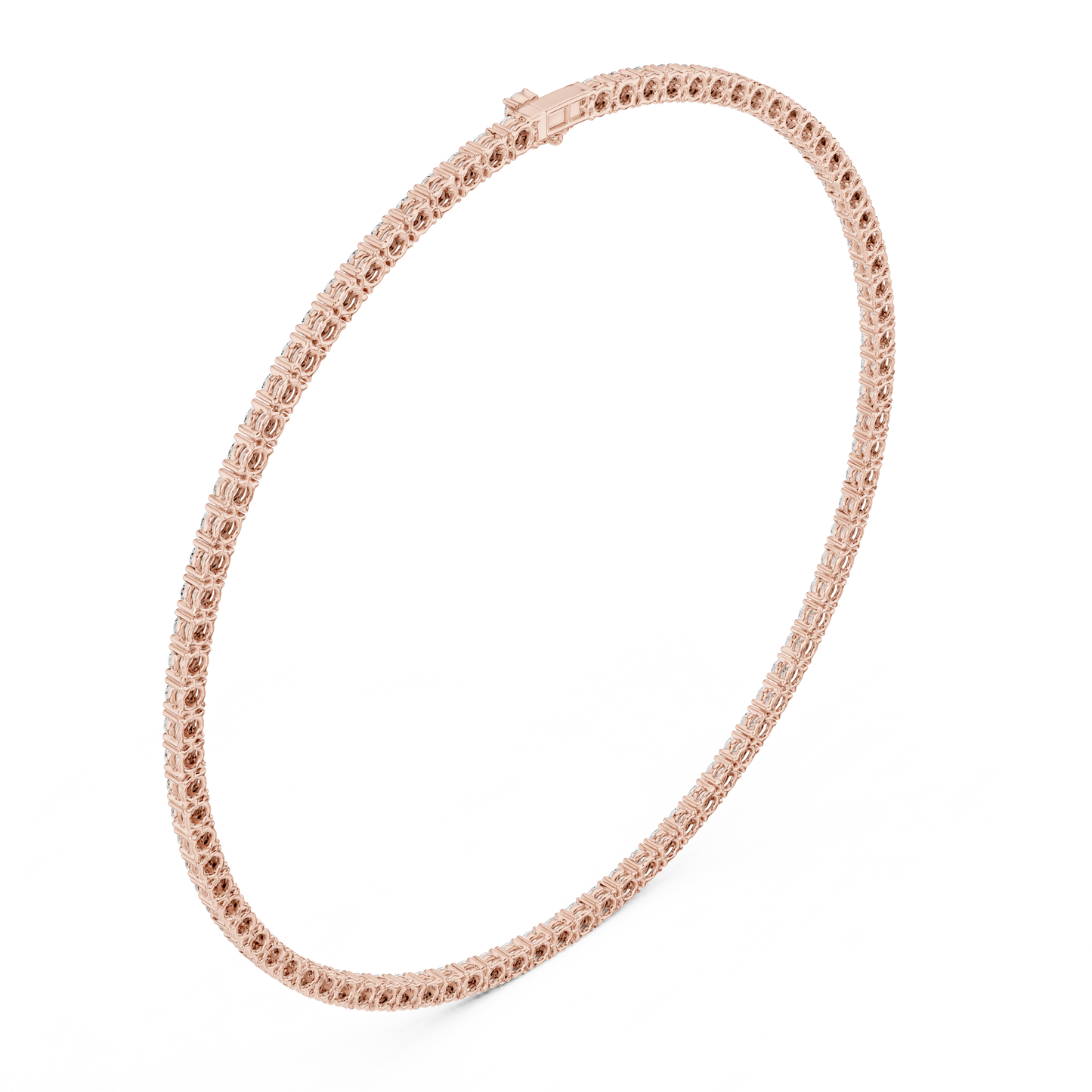 27 Carat Solid Gold Classic Round Diamond Tennis Choker Eternity Necklace