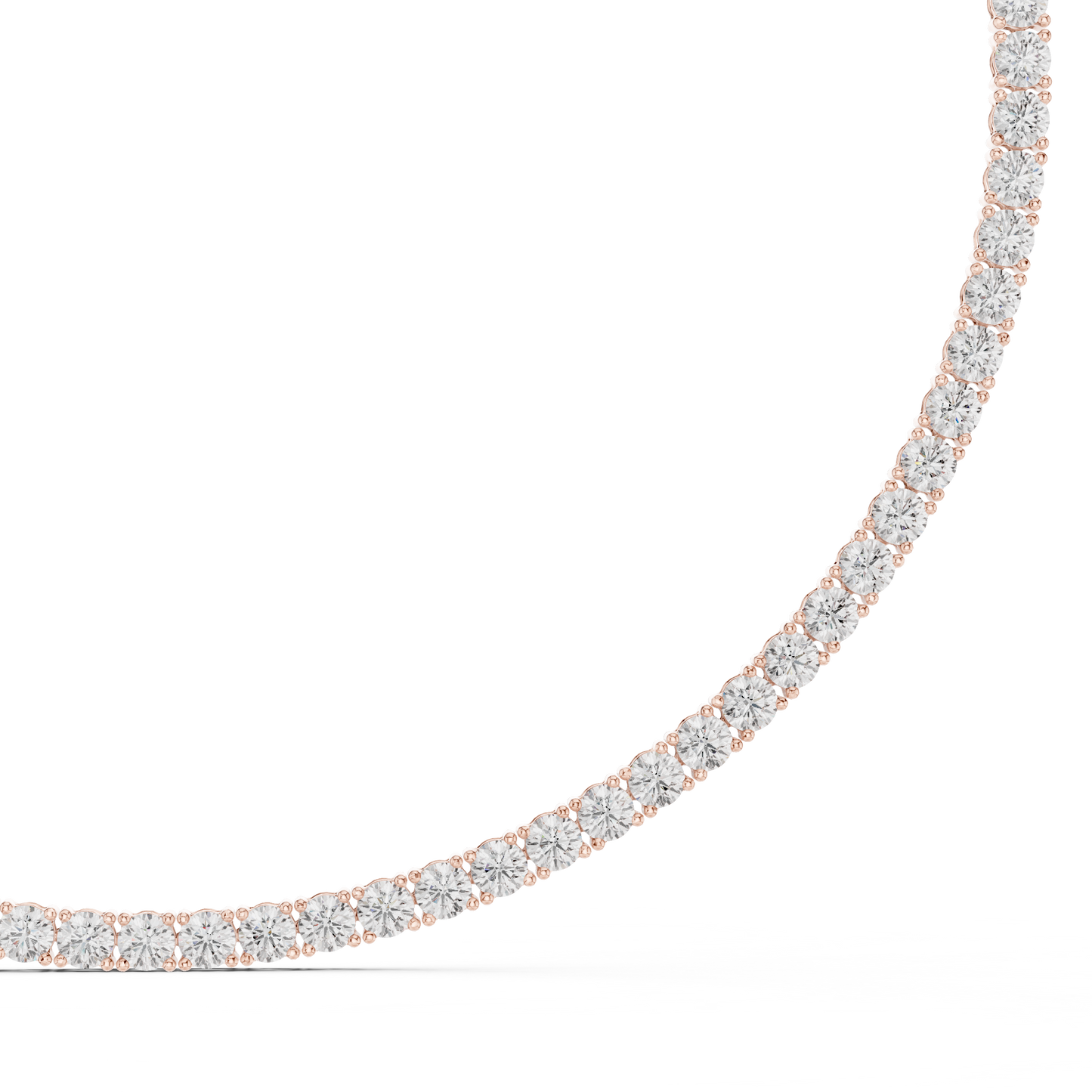 27 Carat Solid Gold Classic Round Diamond Tennis Choker Eternity Necklace