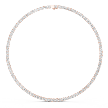 27 Carat Solid Gold Classic Round Diamond Tennis Choker Eternity Necklace
