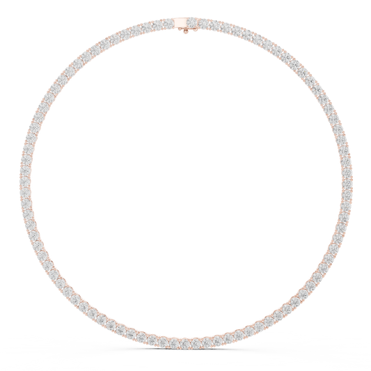 27ctw Solid Gold Classic Round Diamond Tennis Choker Eternity Necklace