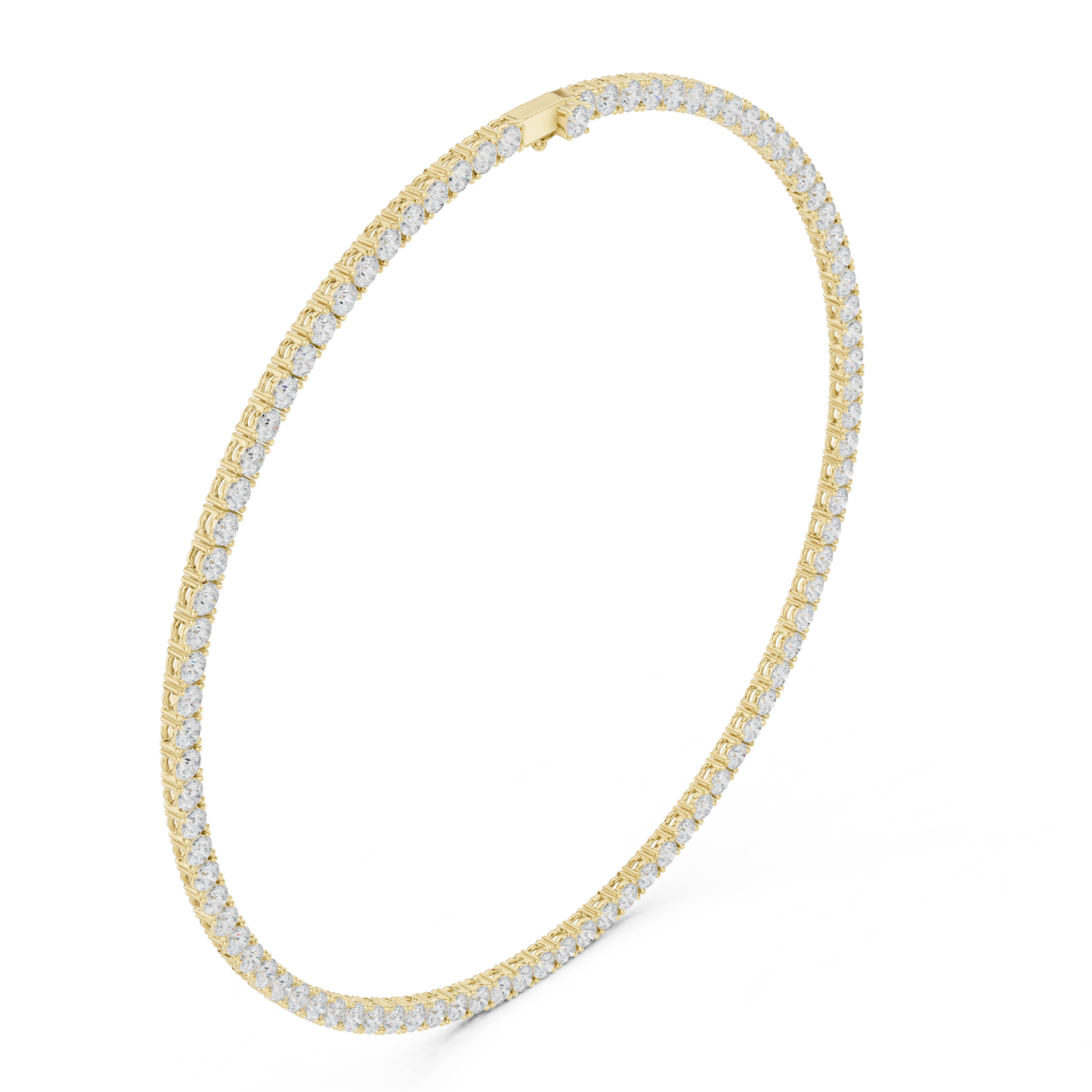27 Carat Solid Gold Classic Round Diamond Tennis Choker Eternity Necklace